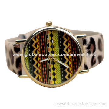 Sports Analog Watch, Alloy Case with Leather Strap, Japan Quartz Movement
